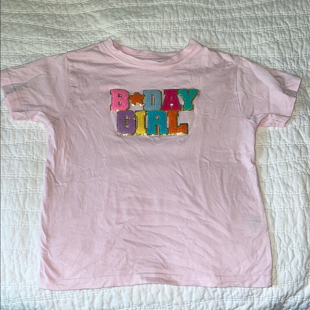 B-Day Girl appliqué cotton t-shirt for little girl - Picture 3 of 9